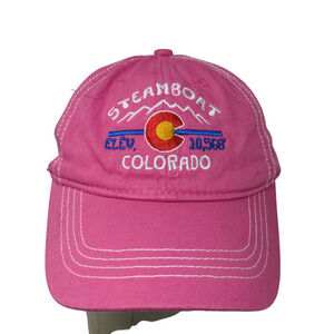 ACE USA Girls Snapback Hat Pink Adjustable Embroidered Steamboat Colorado Cotton